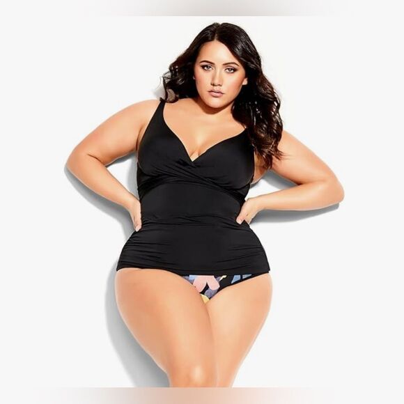 City Chic Women's Azores Black Underwire Tankini L NWT - Picture 5 of 12